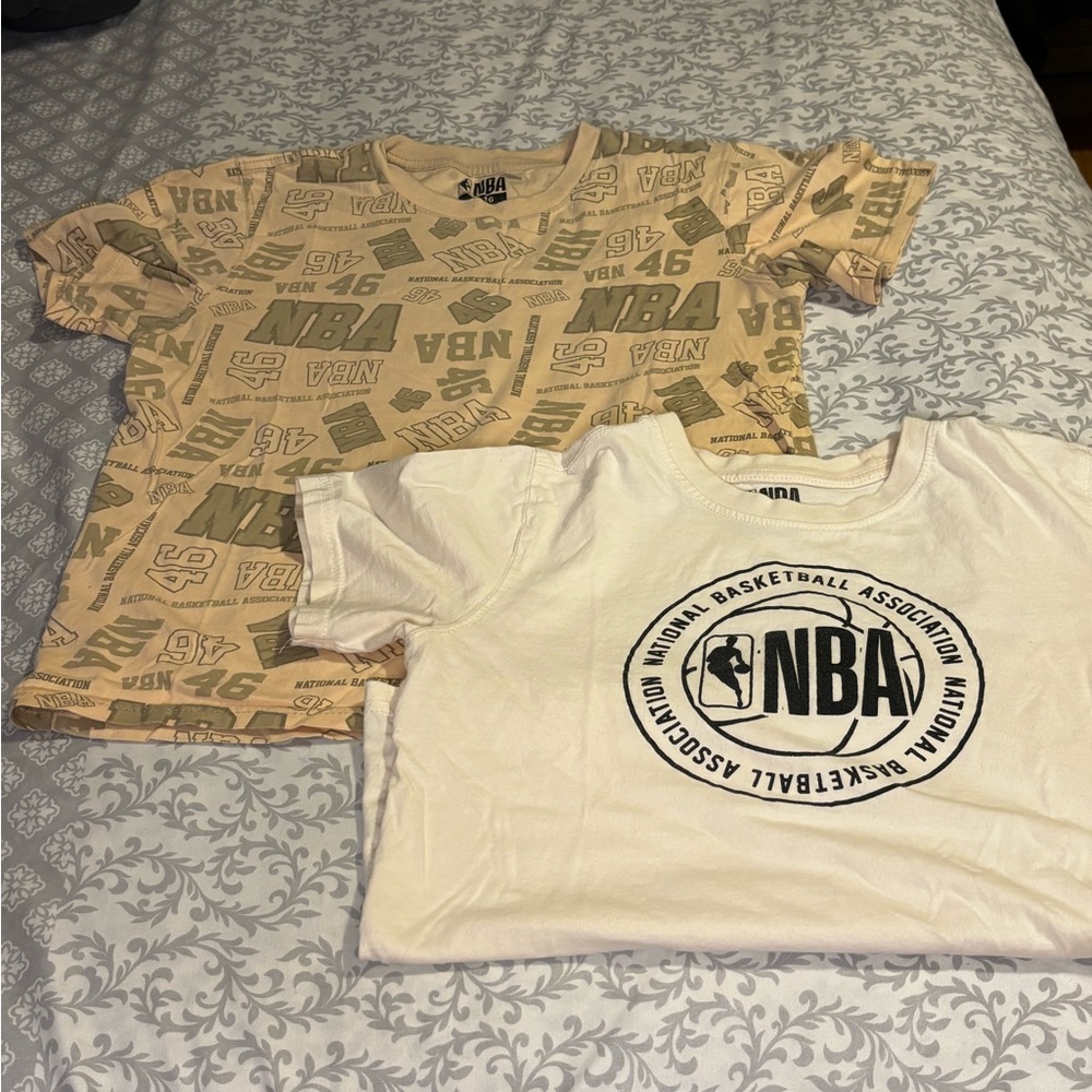 NBA Tan and White Graphic T-Shirts